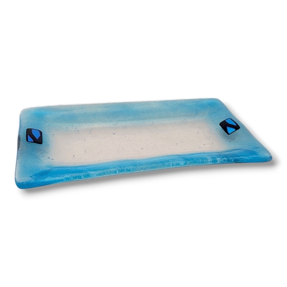 Y2K NS Studio Artisan Signed Fused Glass Serving Tray